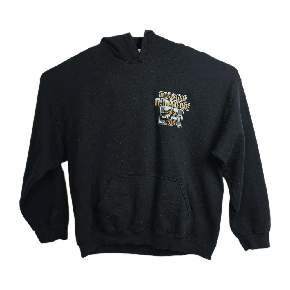 Harley-Davidson Hoodie Sweatshirt Men's XL‎ Black Corallville IA Graphic Prints